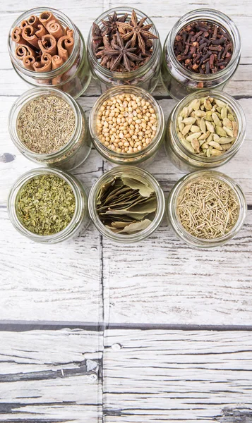 Herbs and Spices In Mason Jars — Stockfoto