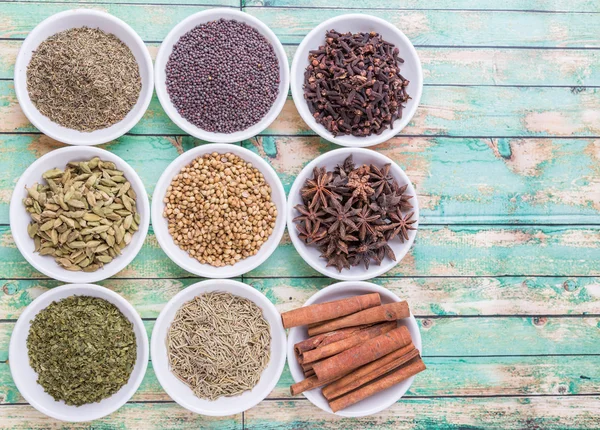 Herbs and  And Spices in White Bowl — Stock Photo, Image