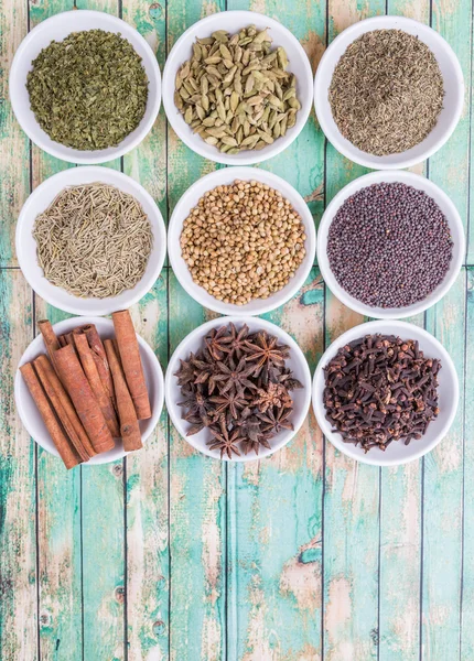 Herbs and  And Spices in White Bowl — Stock Photo, Image