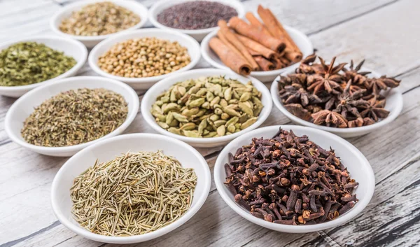 Herbs and  And Spices in White Bowl — Stock Photo, Image