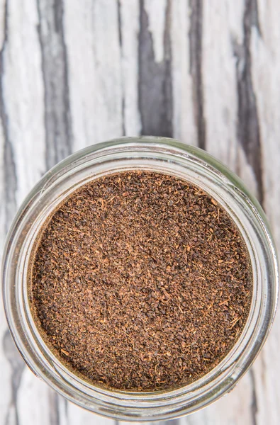 Processed Tea Leaves In Mason Jar — Stock Photo, Image