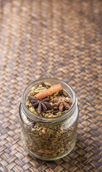 Mix Herbs And Spices In Mason Jar — Stock Photo, Image