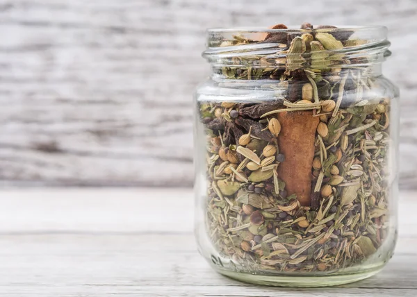 Mix Herbs And Spices In Mason Jar — Stock Photo, Image