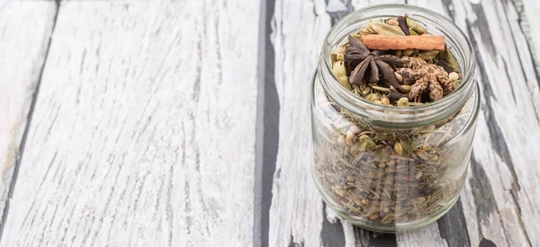 Mix Herbs And Spices In Mason Jar — Stock Photo, Image