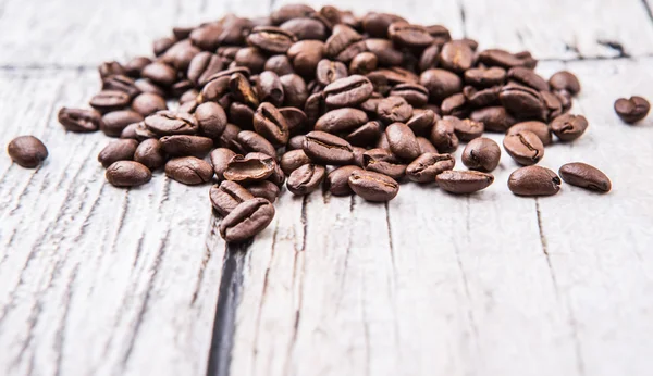 Roasted Coffee Beans Rustic Wooden Background — Stock Photo, Image