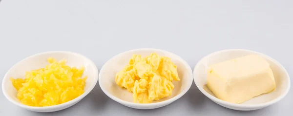 Bloco Manteiga Margarina Ghee Taças Brancas — Fotografia de Stock