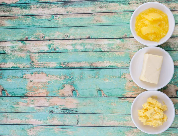 Butter, Margarine und indisches Ghee — Stockfoto