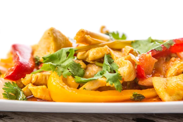 Malaysian Traditional Dish Ayam Paprik Spicy Stir Fry Chicken White — Stock Photo, Image