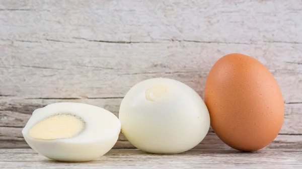 Hard Gekookte Eieren Rustieke Houten Achtergrond — Stockfoto