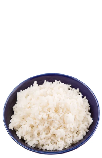 Arroz al vapor en tazón azul — Foto de Stock