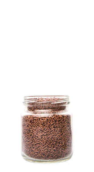 Chocolate Sprinkle Confetti Mason Jar White Background — Stock Photo, Image