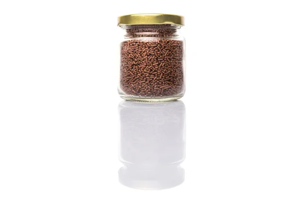 Chocolate Sprinkle Confetti Mason Jar White Background — Stock Photo, Image