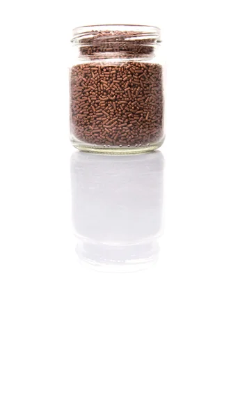 Chocolate Sprinkle Confetti Mason Jar White Background — Stock Photo, Image