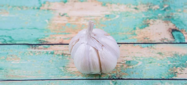 Clove Garlic Rustic Wooden Background — Stock Photo, Image