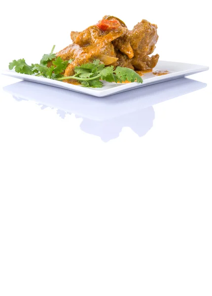 Lamb Curry White Plate White Background — Stock Photo, Image