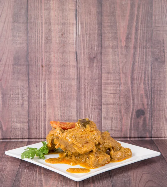 Lamb curry in white plate — Stock Photo, Image