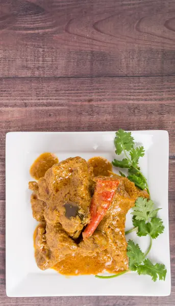 Lamb curry in white plate — Stock Photo, Image