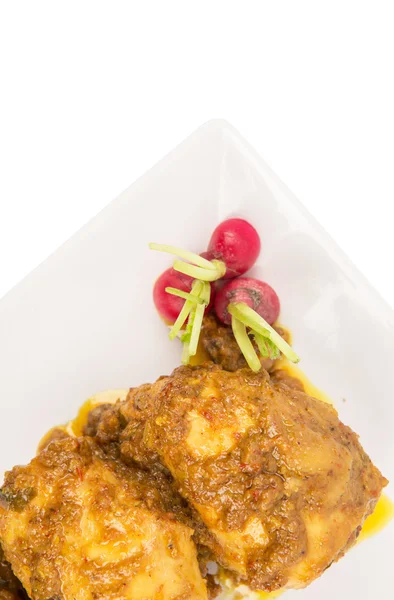 Malaysian Dish Dried Chicken Curry Locally Known Rendang Ayam White — Stock Photo, Image