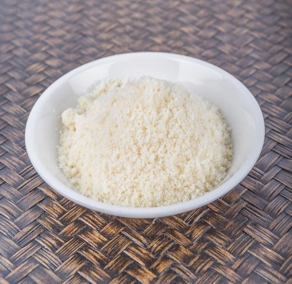 Grated Cheese In White Bowl — Stock Photo, Image