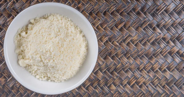 Grated Cheese In White Bowl — Stock Photo, Image