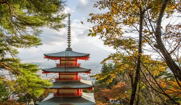 Red Pagoda And Japan Mount Fuji