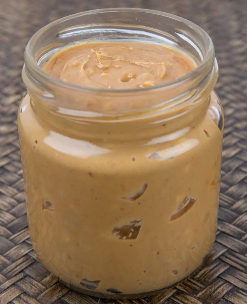 Peanut Butter In Mason Jar — Stock Photo, Image