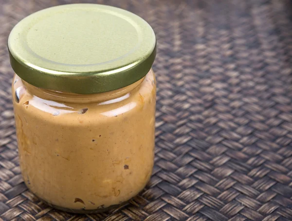 Peanut Butter In Mason Jar — Stock Photo, Image