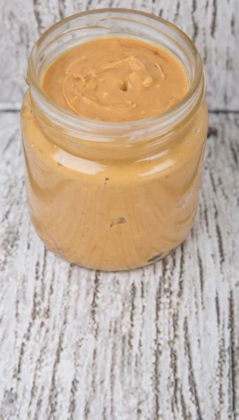 Peanut Butter In Mason Jar — Stockfoto