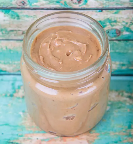 Peanut Butter In Mason Jar — Stock Photo, Image