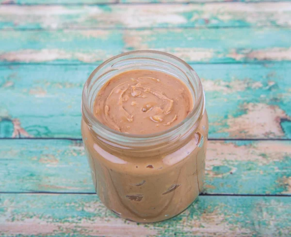 Peanut Butter In Mason Jar — Stockfoto