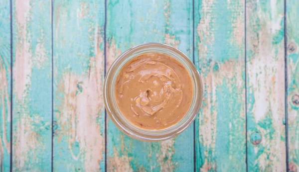 Peanut Butter In Mason Jar — Stock Photo, Image