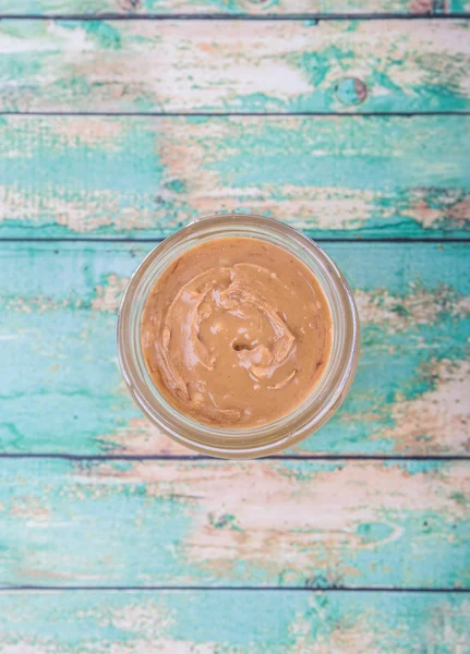 Peanut Butter In Mason Jar — Stock Photo, Image