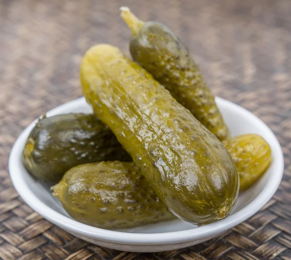 Dill Pickles In White Bowl — Stock Photo, Image