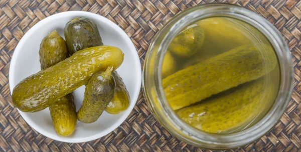 Dill Pickles In White Bowl