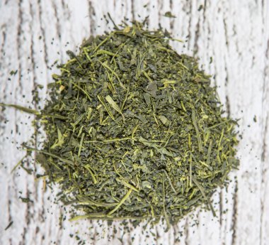 Kurumuş yeşil çay yaprakları