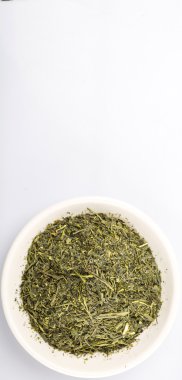 Kurumuş yeşil çay yaprakları