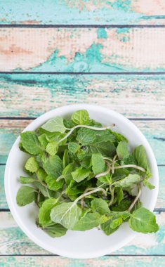 Otlar taze nane yaprakları