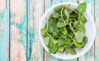 Otlar taze nane yaprakları