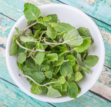 Otlar taze nane yaprakları