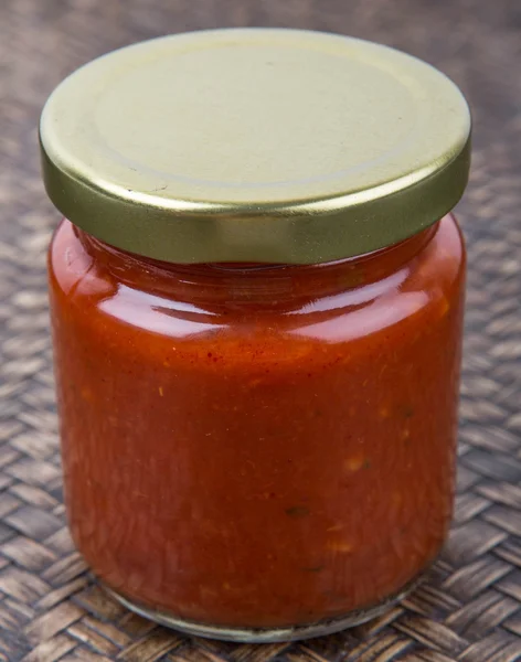 Spaghetti saus In Mason Jar — Stockfoto