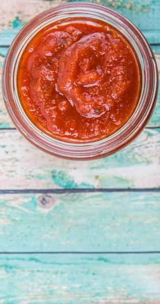 Spaghetti Sauce In Mason Jar — Stock Photo, Image