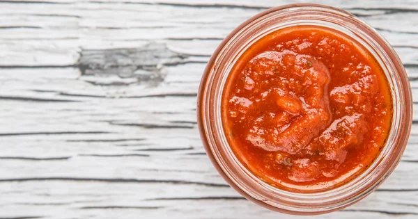 Spaghetti saus Mason Jar — Stockfoto