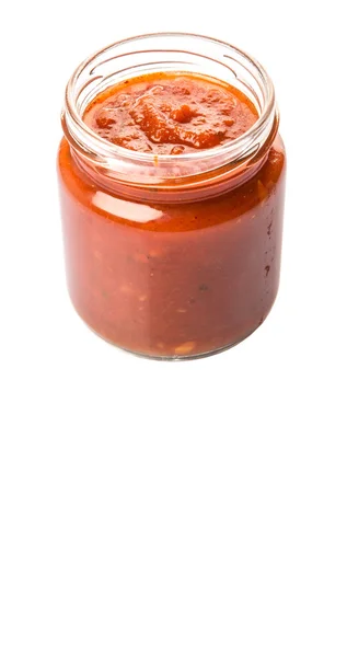 Salsa de espagueti en tarro de masón — Foto de Stock