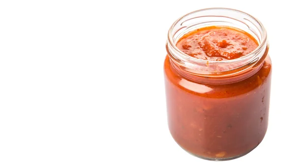 Salsa de espagueti en tarro de masón — Foto de Stock