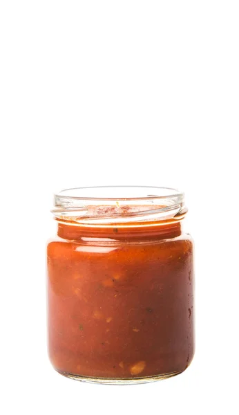 Salsa de espagueti en tarro de masón — Foto de Stock