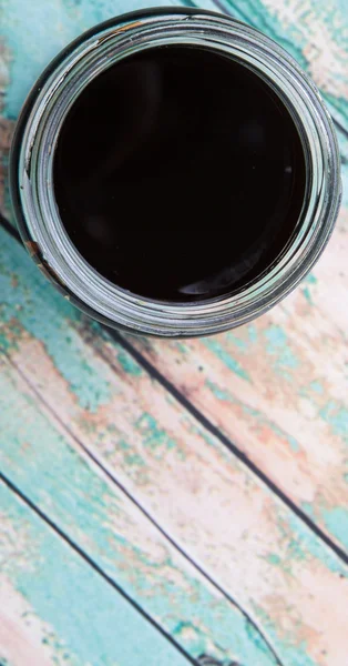 Vinagre balsâmico em frasco de Mason — Fotografia de Stock