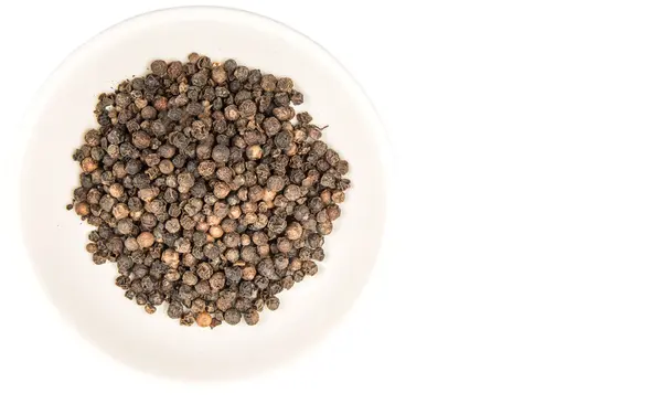 Black Peppercorn In White Bowl — Stock Photo, Image