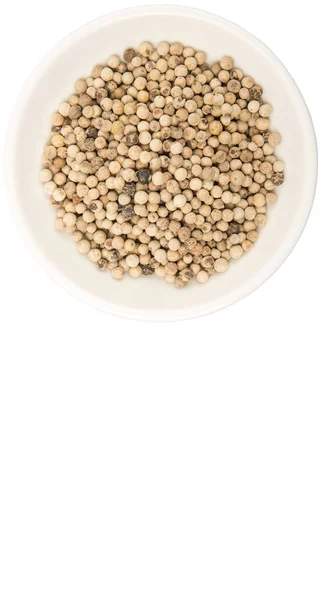 Peppercorn blanco en tazón blanco — Foto de Stock