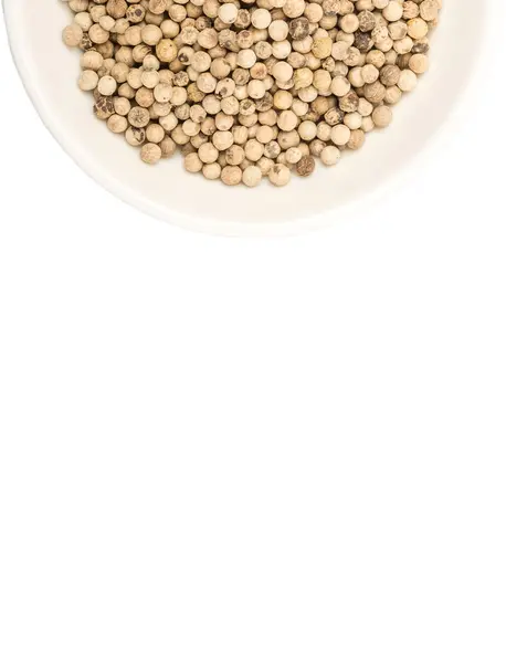 Peppercorn branco na tigela branca — Fotografia de Stock