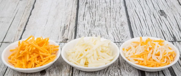 Grated Mozzarella And Cheddar Cheese — Stock Photo, Image